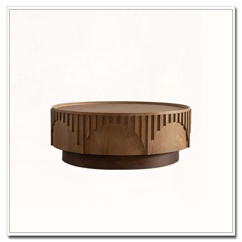 Table basse ronde avec piédestal robuste