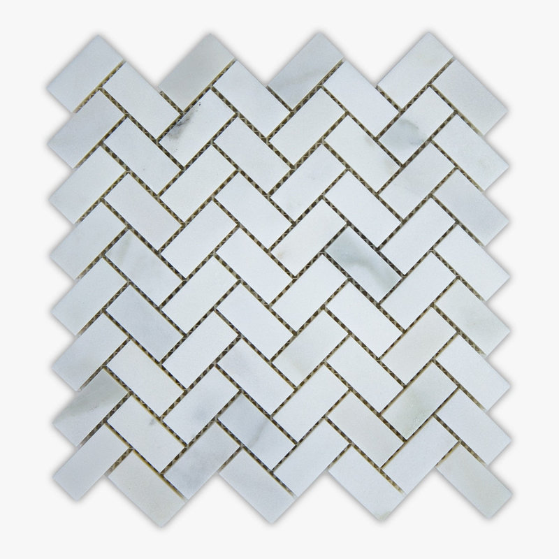 Carreau de mosaïque en marbre à chevrons 12 po x 12 po Calacatta