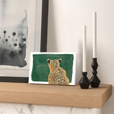 Cheetah On Emerald Background  Wrapped Canvas Painting