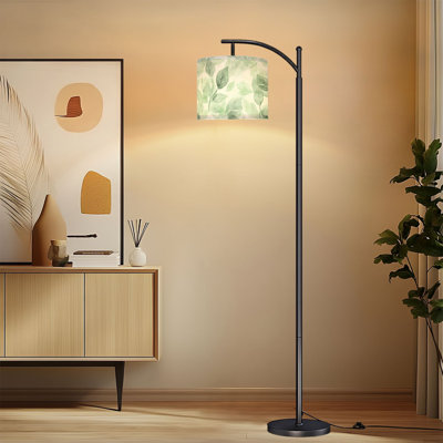 Lampe sur pied à arc avec abat-jour réglable, verdure douce, lampe sur pied Subtile Leaf Designs
