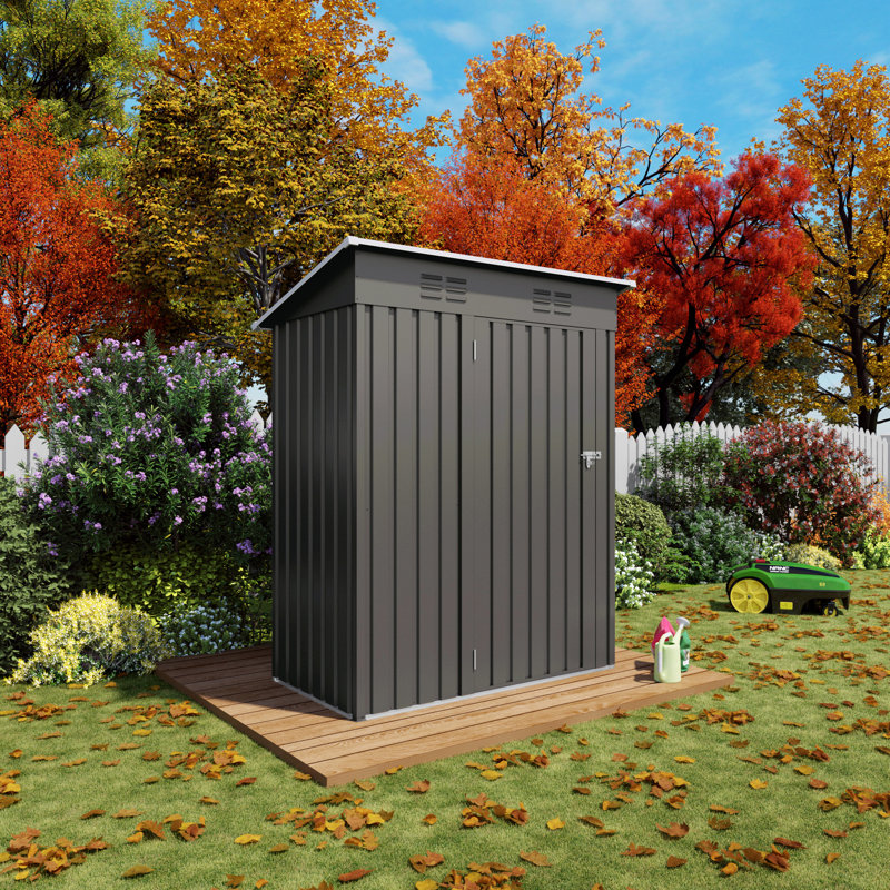 5X3 Ft, Gray Metal Outdoor Storage, Balcony, Courtyard, Galvanized Steel, Multi - Scenario Use, Simple Installation Tool Shed, Backyard, Patio, Rust Metal, Modular Design, Easy Assembly