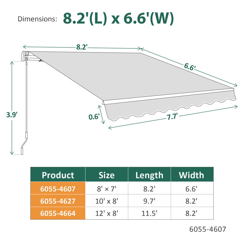 Patio Awning Sunshade Canopy for Manual Retractable Awnings, Red, 46.8" H x 98.4" W x 79.2" D