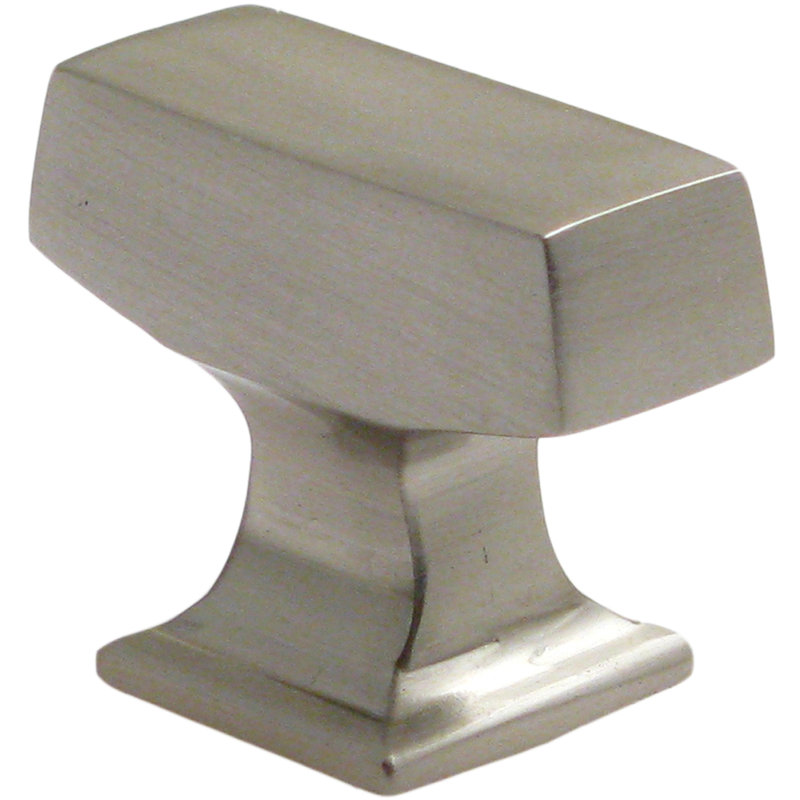 1 3/8 Length Rectangle Knob, Satin Nickel
