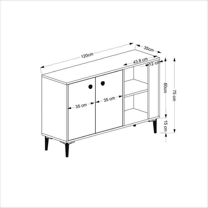 Olivia 75cm Sideboard, Anthracite/White