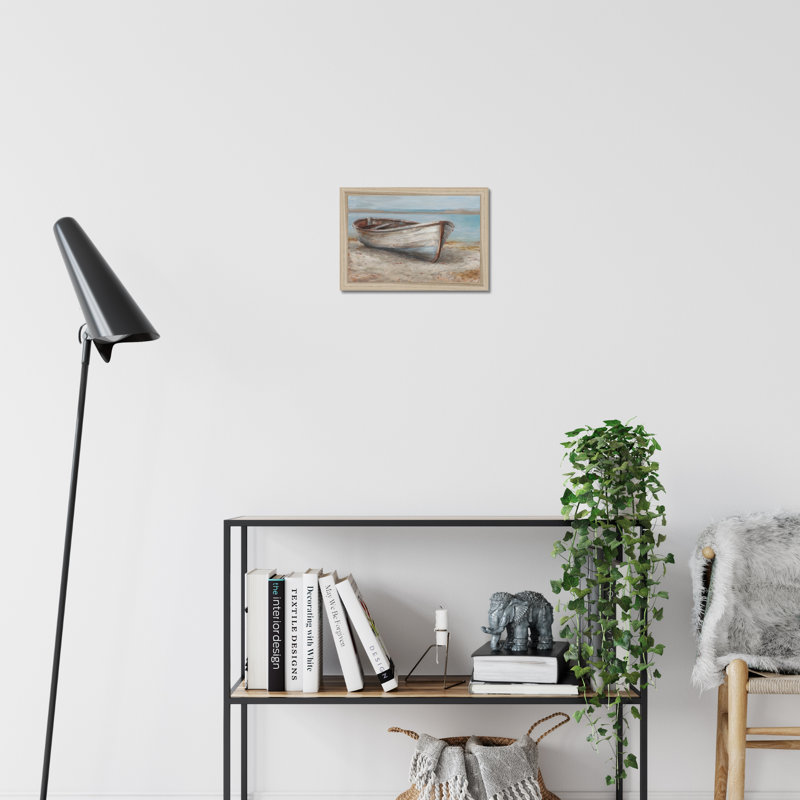 Whitewashed Boat I by Ethan Harper - Painting, 24cm H x 34cm W, Natural Wood Framed Paper Print