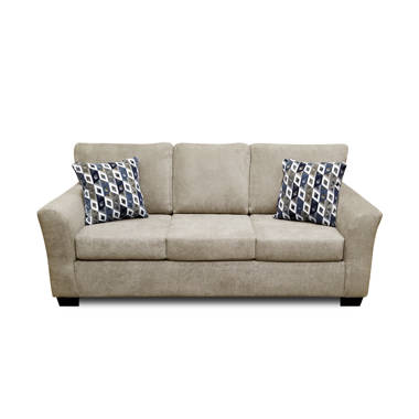 85.4 Modern Nappa Leather Upholstered Sofa 3-Seater Sofa Pillow