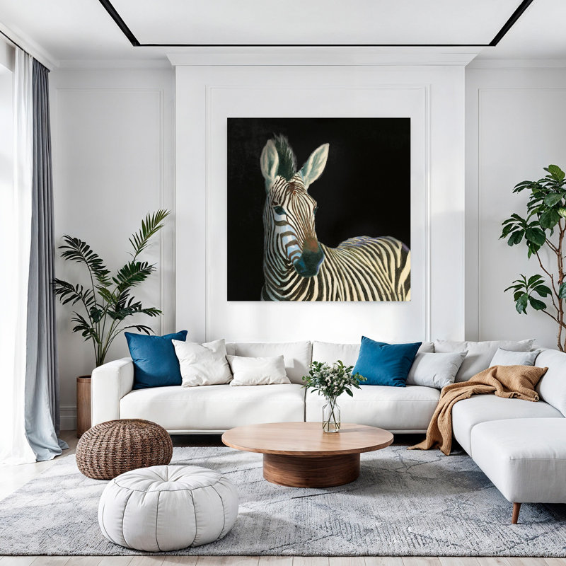 Art contemporain noir avec animaux d'Afrique, H 48 po x l 48 po