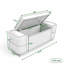 Banc ottoman de rangement rembourré avec compartiment caché avec couvercle relevable et accents métalliques dorés-2054815983