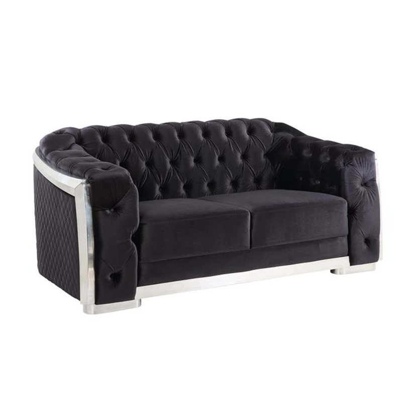 Causeuse Paul en velours noir