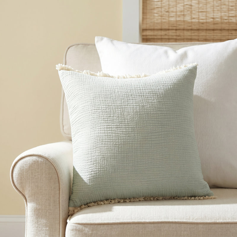 Ava Karely Turkish Cotton Square Throw Pillow, Aqua, Polyester/Polyfill