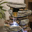 Grande fontaine en pierre pour l'extérieur avec lumière DEL pour patio