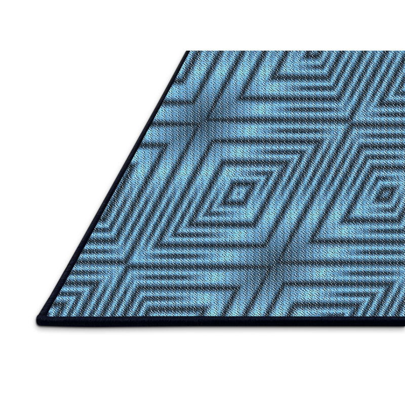 Tapis bleu marine à motifs Cyron, Rectangle 2 pi x 3 pi