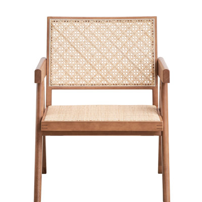 Chaise d'appoint au fini naturel avec support en bois pour une chambre à coucher relaxante