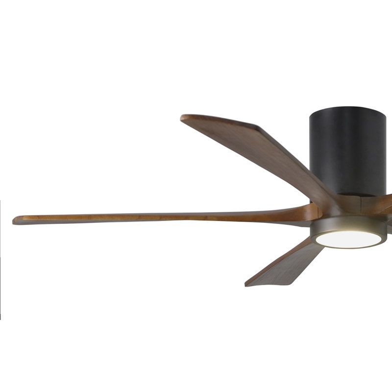 Irene Flushmount Light Kit 5 Blade LED Ceiling Fan, Matte Black, 60", Walnut Tone