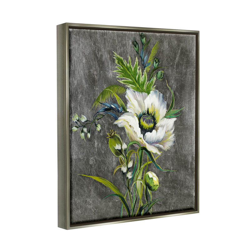 Détail de bourgeons floraux, estampe numérique par Liz Jardine, Cadre flottant gris lustré, H 21 po x l 17 po x P 1,7 po