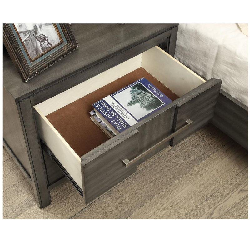 Table de chevet 2 tiroirs Apinya, Gris