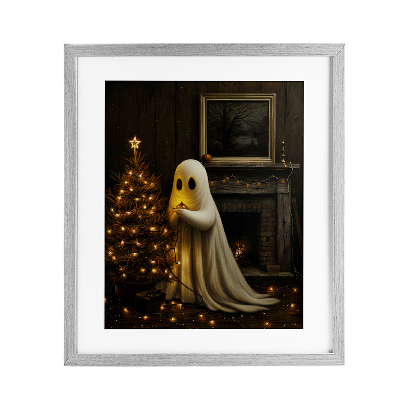 «Christmas Ghost Hanging Lights», reproduction encadrée sous verre, design par Arlington Prints, H 16 po x l 13 po