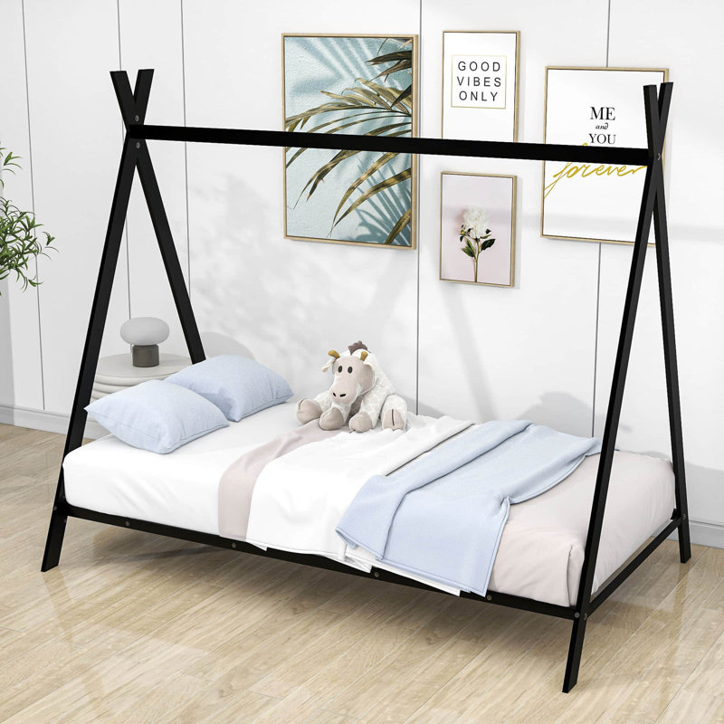Lit plateforme simple en métal Hogsett, Noir