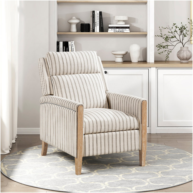 Fauteuil inclinable classique en bois massif de style campagnard à dossier poussoir 1 pièce
