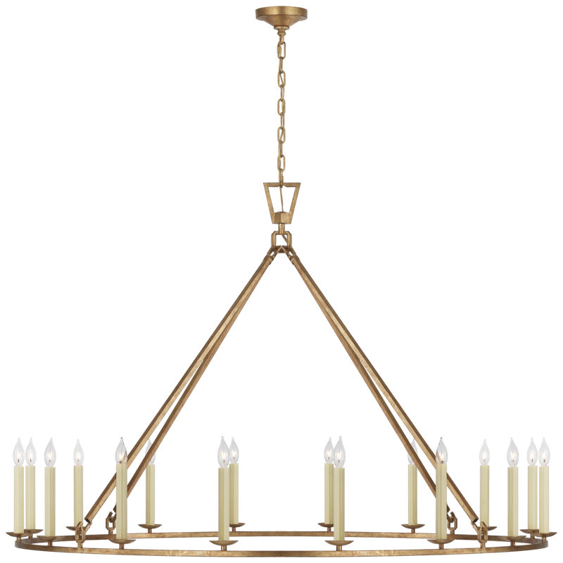 Darlana 16 - Light Wagon Wheel Chandelier, Antique-Burnished Brass, 41.5" H x 61.25" W x 61.75" D