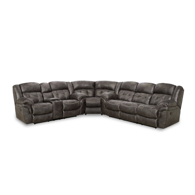 Teandrea Power Reclining Console Sectional, Charcoal