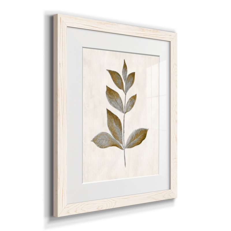 Bronze Leaf I - cadre photo, reproduction d'art sur papier, H 20 po x l 17 po x P 1,5 po, Blanc