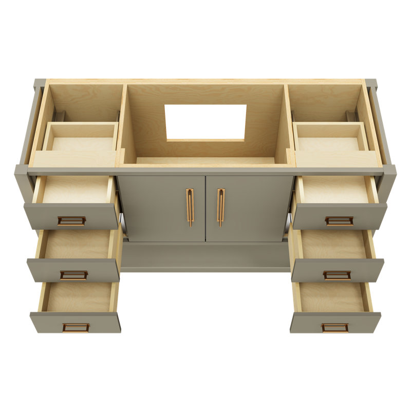 Kiawah Single Extra Wide Bath Vanity, French Olive, Satin Gold, 60"