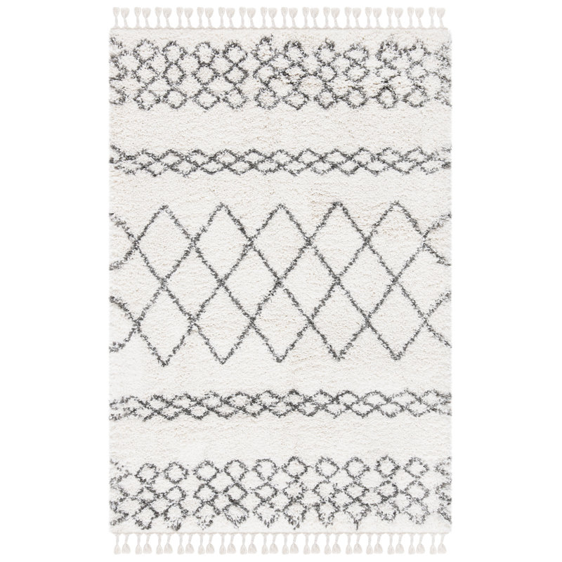 Tapis ivoire / gris Imraan, Rectangle 3 pi x 5 pi