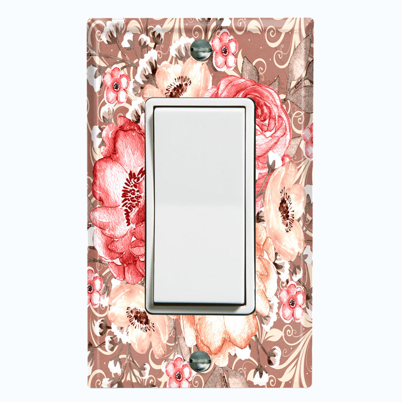 Plaque murale décorative / bascule 1 fleur rose