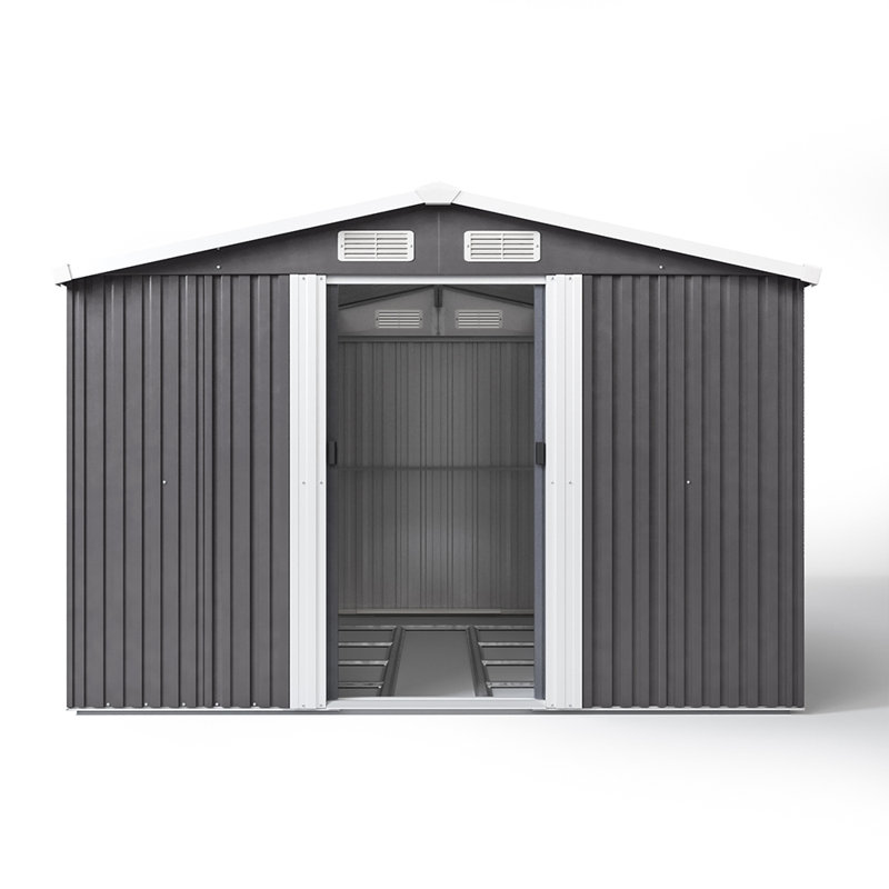 Ajay 8ft. W x 10ft. D Metal Apex Tool Shed, Carbon Black