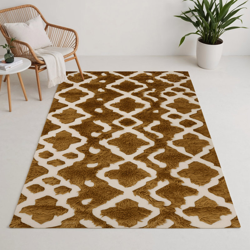 Trellis Brown Indoor and Outdoor Area Rug, Rectangle 3' x 5'