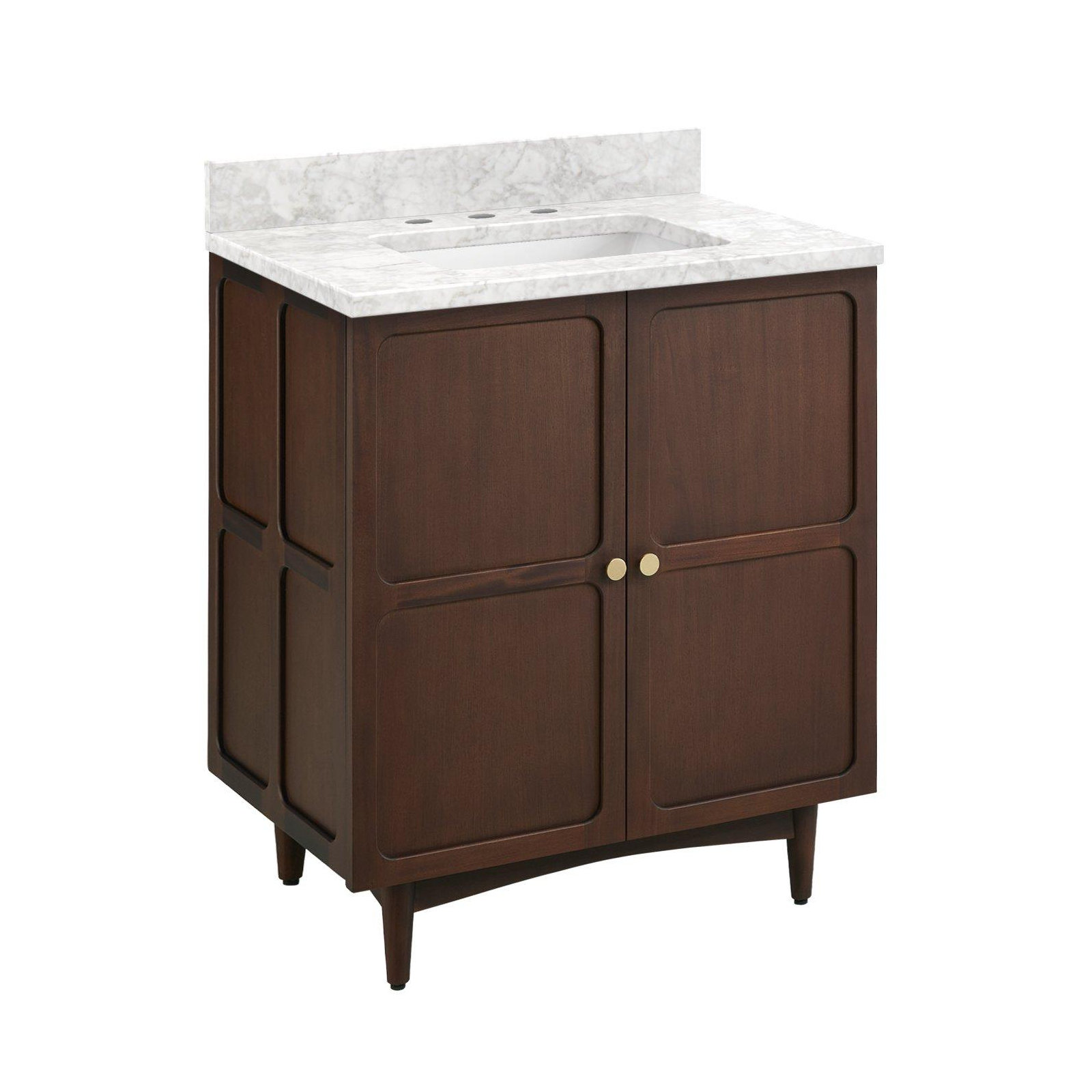 Delavan 30" Single Bathroom Vanity, Carrara Marble, 8" Widespread, Rectangular 