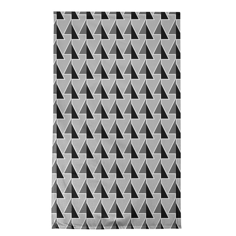 Torchon à flèches, Noir / gris clair / gris, Croisé en coton