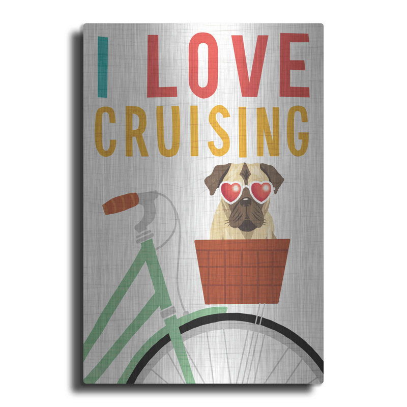 «Beach Bums Pug Bicycle I Love» par Michael Mullan, H 36 po x l 24 po
