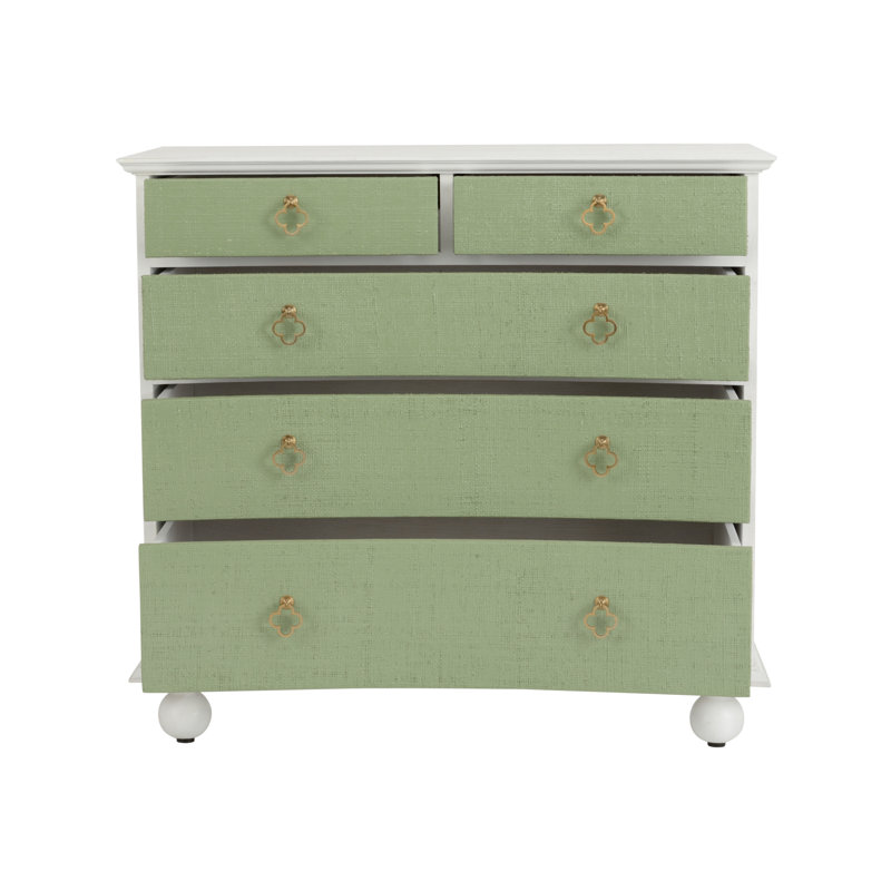 Maxwell 5 - Drawer Dresser, White/Green