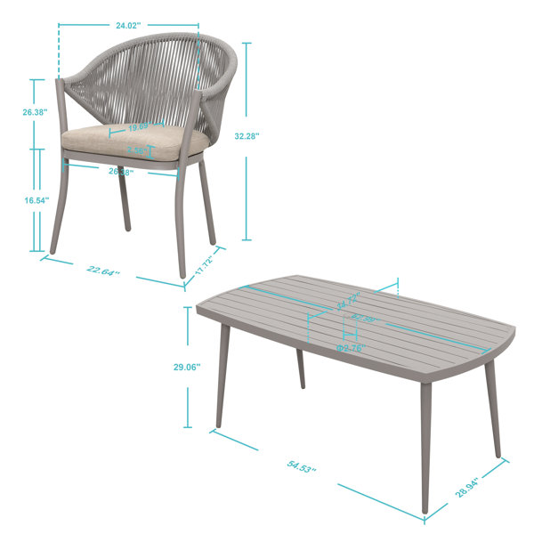 Aleona - Juego de comedor de exterior ovalado para 6 personas con cojines