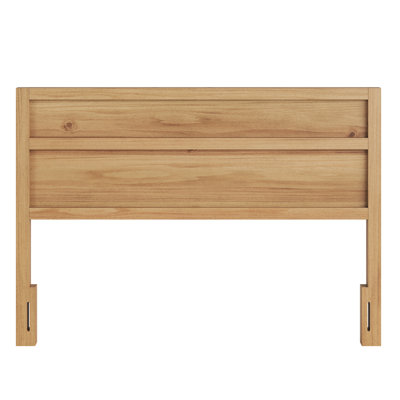 Queen Size Modern Wood Panel Headboard, Horizontal Slat Feature, Kiln - Dried To Warping, Medium Brown Aesthetic Headboard With Slat, Solid And Engineered Wood, Color, Universal Fit