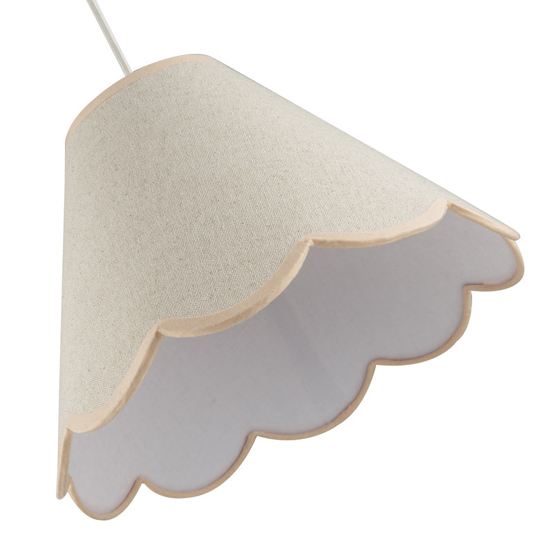Scallop Edge Natural Textured Linen Coolie Lamp Shade With Trims By, Pink