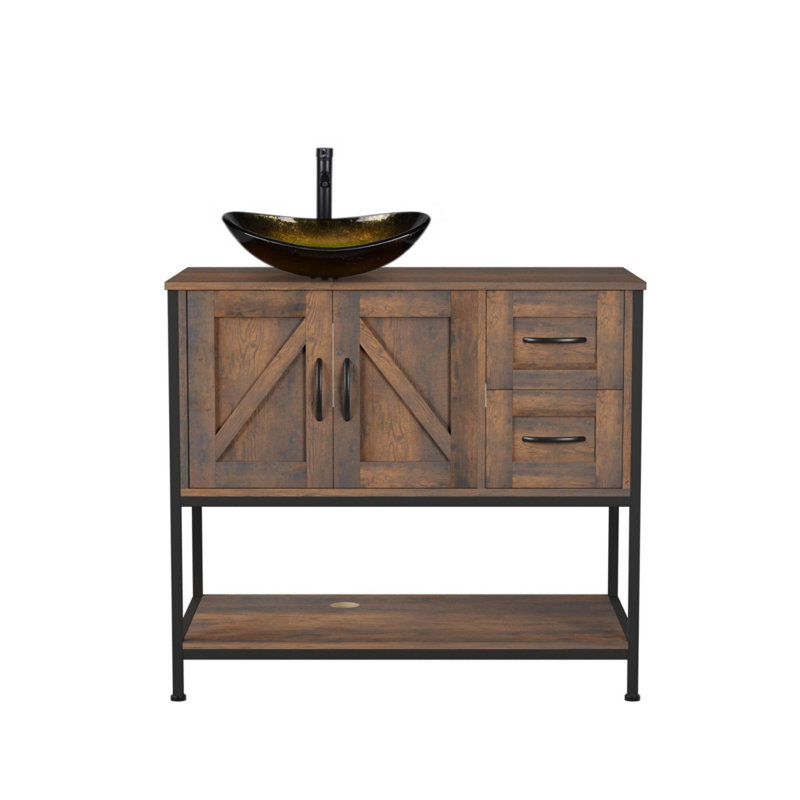 Meuble-lavabo autoportant simple avec lavabo Farmhouse, 30"