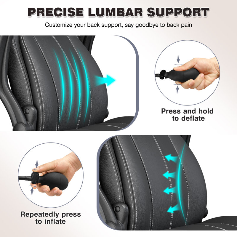 Ergonomic Executive Office Chair with Air Cushion Lumbar Support, Black