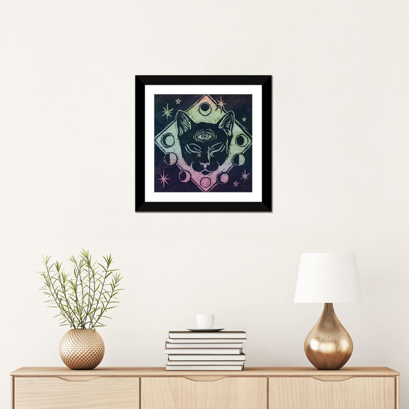 « mystical halloween bijoux iv », impression sur toile, H 24 po x l 24 po x P 1 po, Papier d'art encadré noir, Blanc