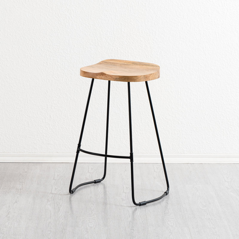 Derk Solid Wood Kitchen Counter Bar Stool, Natural, Counter Stool (68.5 cm Seat Height)