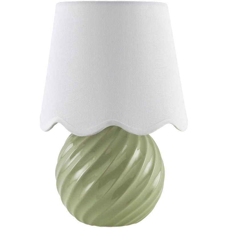 Wyatan Table Lamp, Green, White Linen