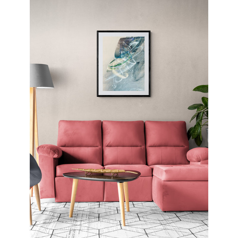 Bluish Print by Rica Belna, Black Framed Canvas, 25" H x 19" W