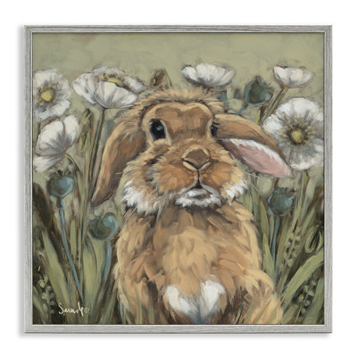 Lapin dans un jardin de coquelicots, estampe numérique, design par Sara G. Designs