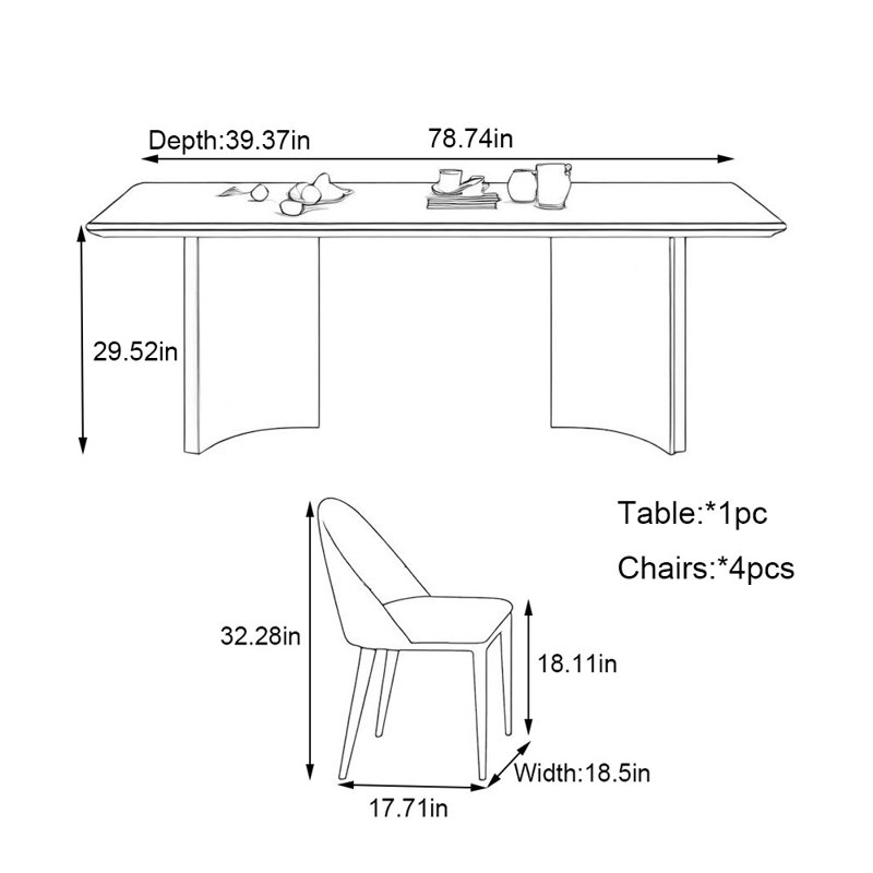 Table de salle à manger rectangulaire Rock Rock, H 29,52 po x L 78,74 po x l 39,37 po