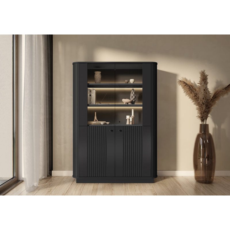 Glass 103 cm W Display Cabinet, Black