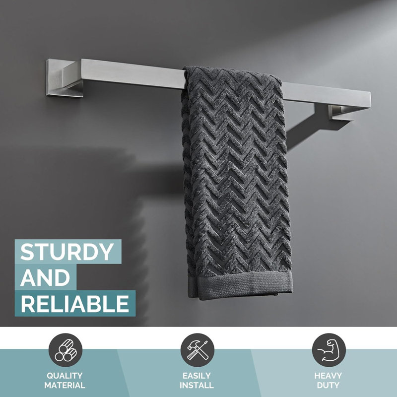 Porte-serviettes en acier inoxydable SUS304 - Support mural pour salle de bain 23,74 po, Argent argent