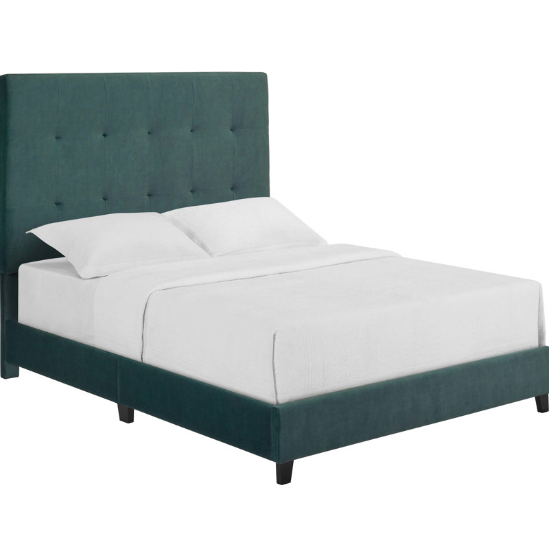 Grand lit tapissier en velours pour chambre à coucher - Structure robuste avec revêtement de qualité