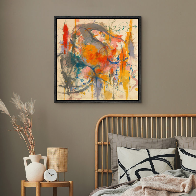 Impression sur toile abstraite murale pour décoration de salon, H 16,8 po x l 16,8 po, Impression encadrée sans passe-partout